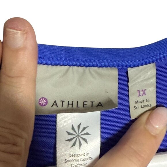 Athleta Womens Royal Blue Racerback Tank Top 1X With Pockets Polyester/Spandex B - Picture 3 of 5